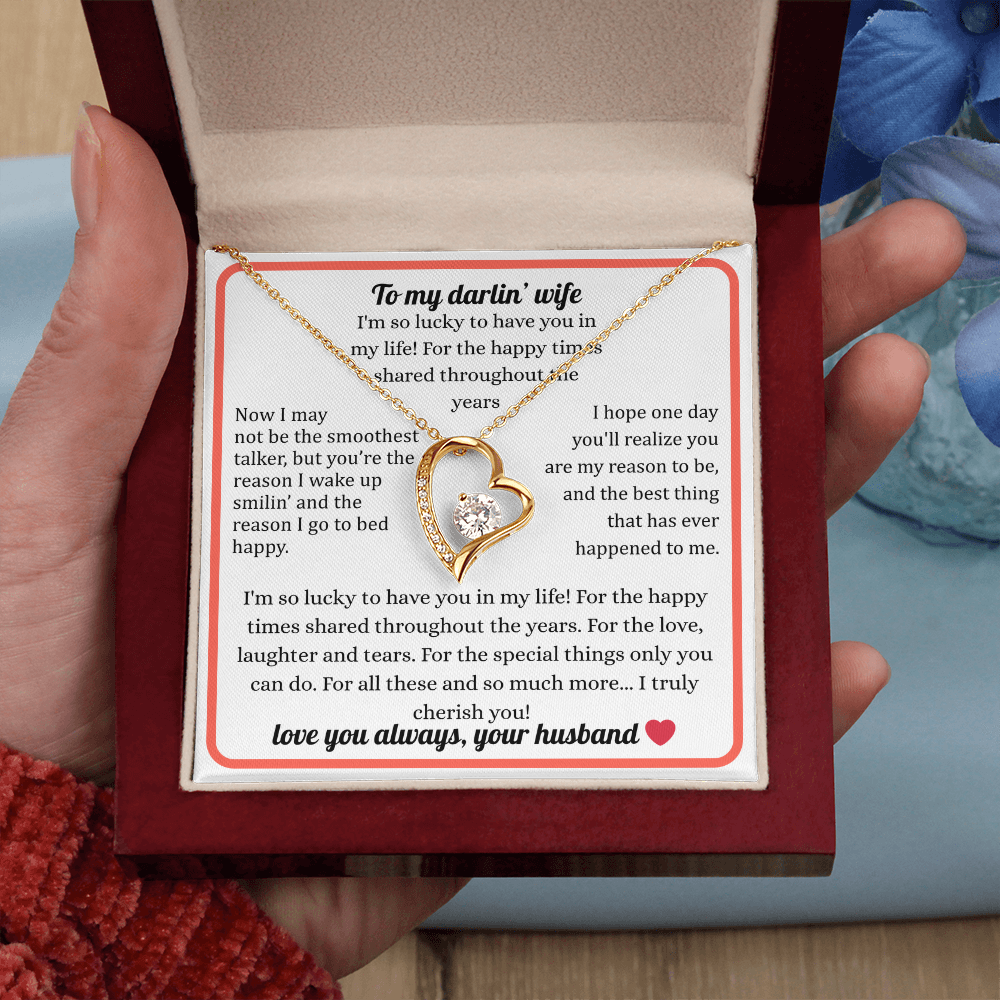 Beautiful Necklace Gift For My Wife With Sentimental Message Card