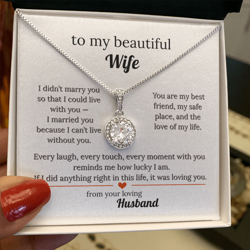 Message Card Jewelry Necklace Gift For My Wife With Love