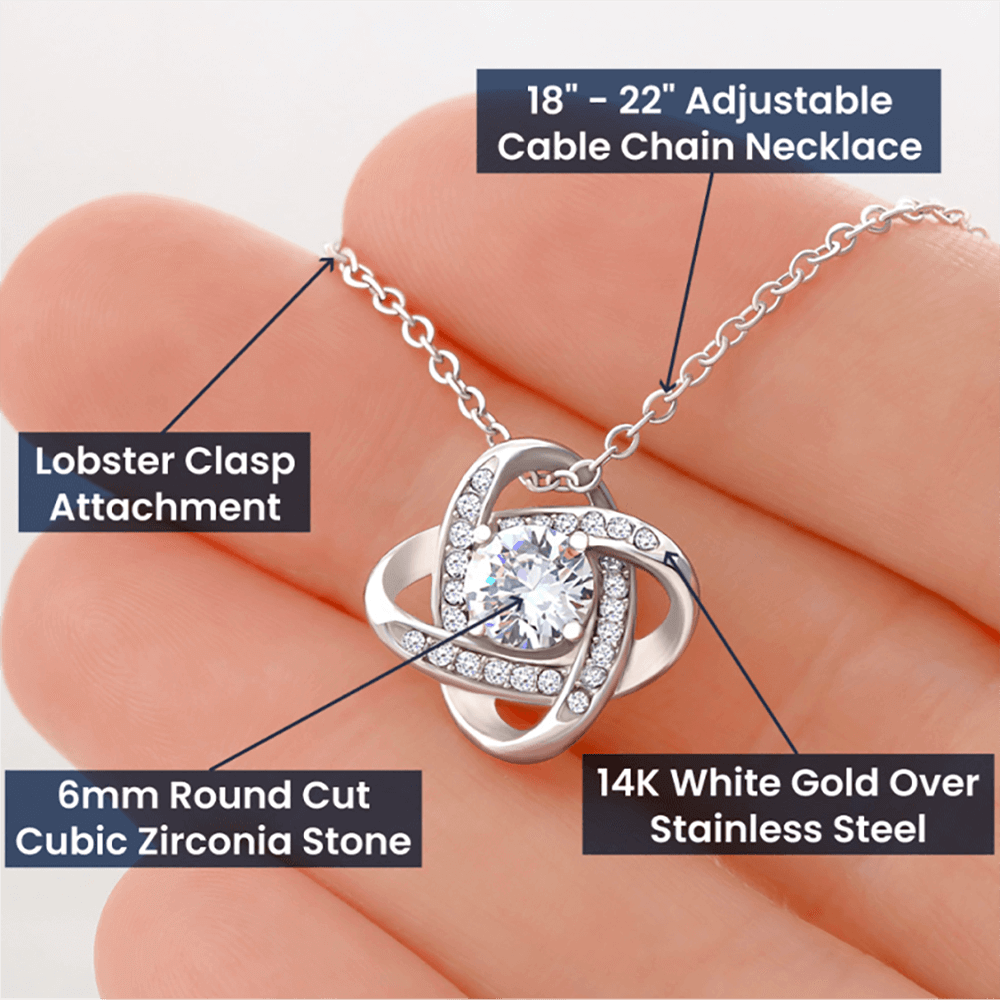 Personalized Happy Mother's Day Love Knot Necklace Because She Deserves It!