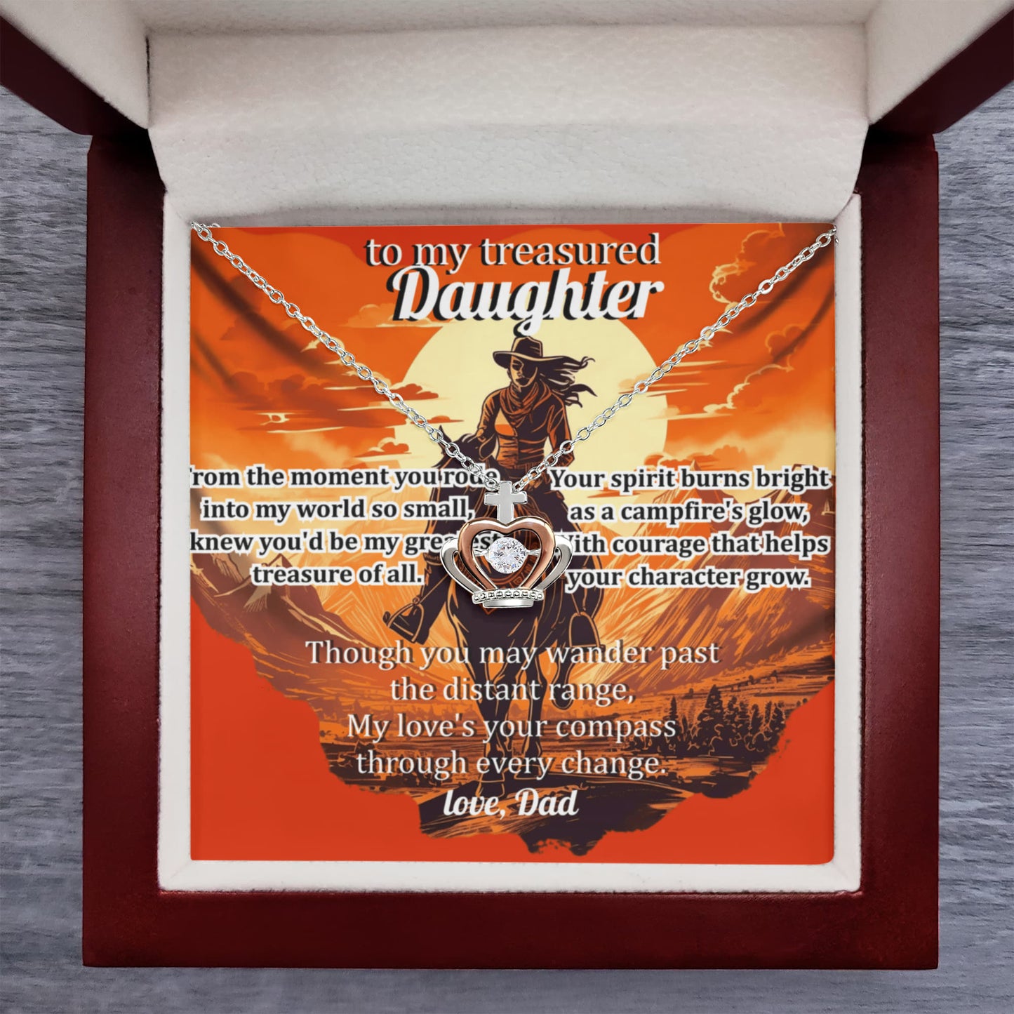 Gift For A Treasured Daughter - The Crown Pendant Necklace With Message Card