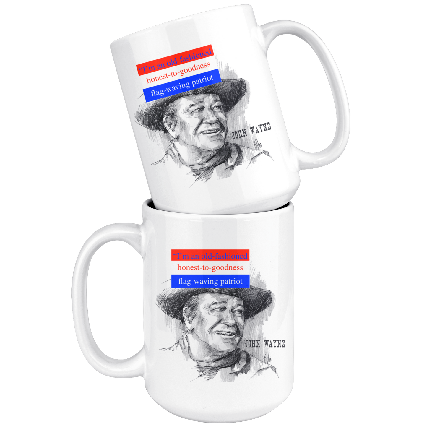 John Wayne Mug - The Patriot - A Hand-Drawn Design