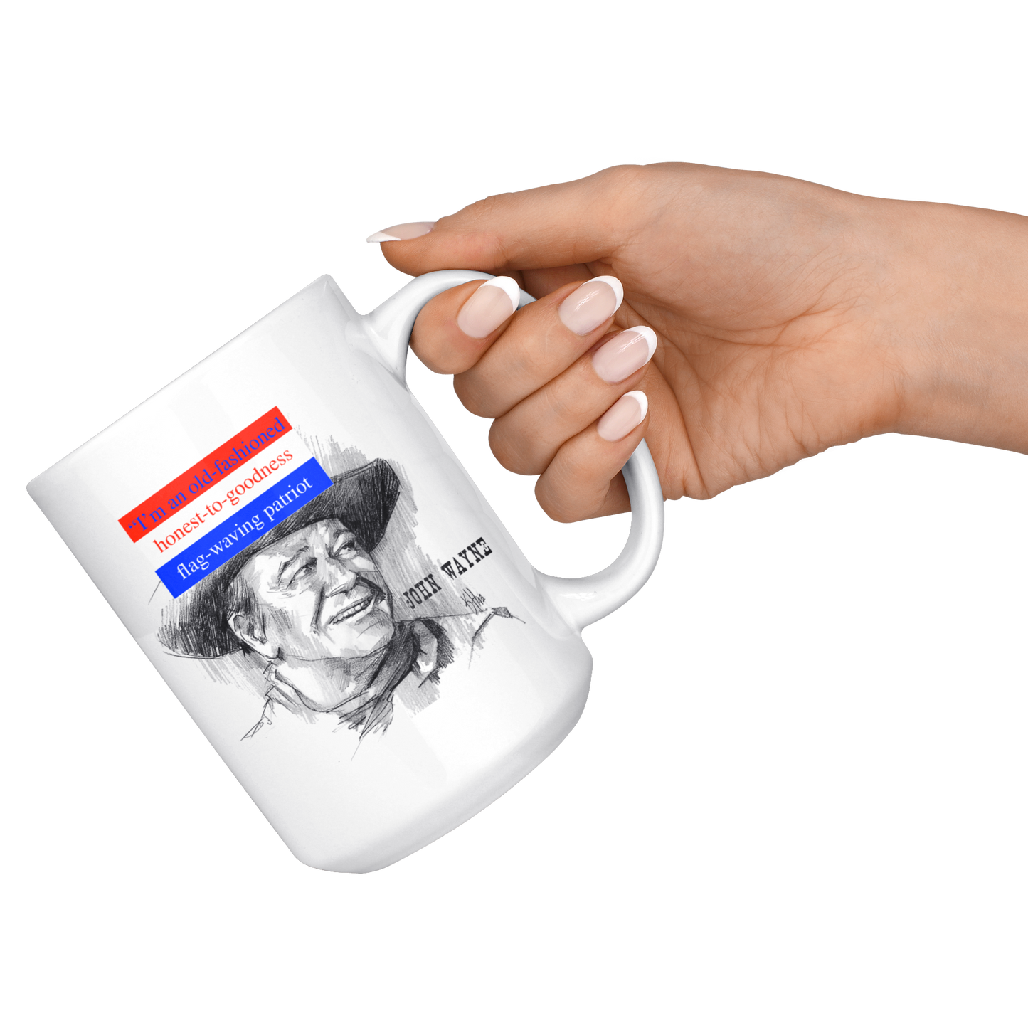 John Wayne Mug - The Patriot - A Hand-Drawn Design