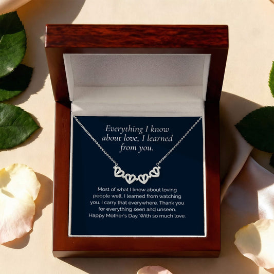 A Mother's Day Gift For Her — "Everything I Know About Love" Magnetic Hearts Necklace