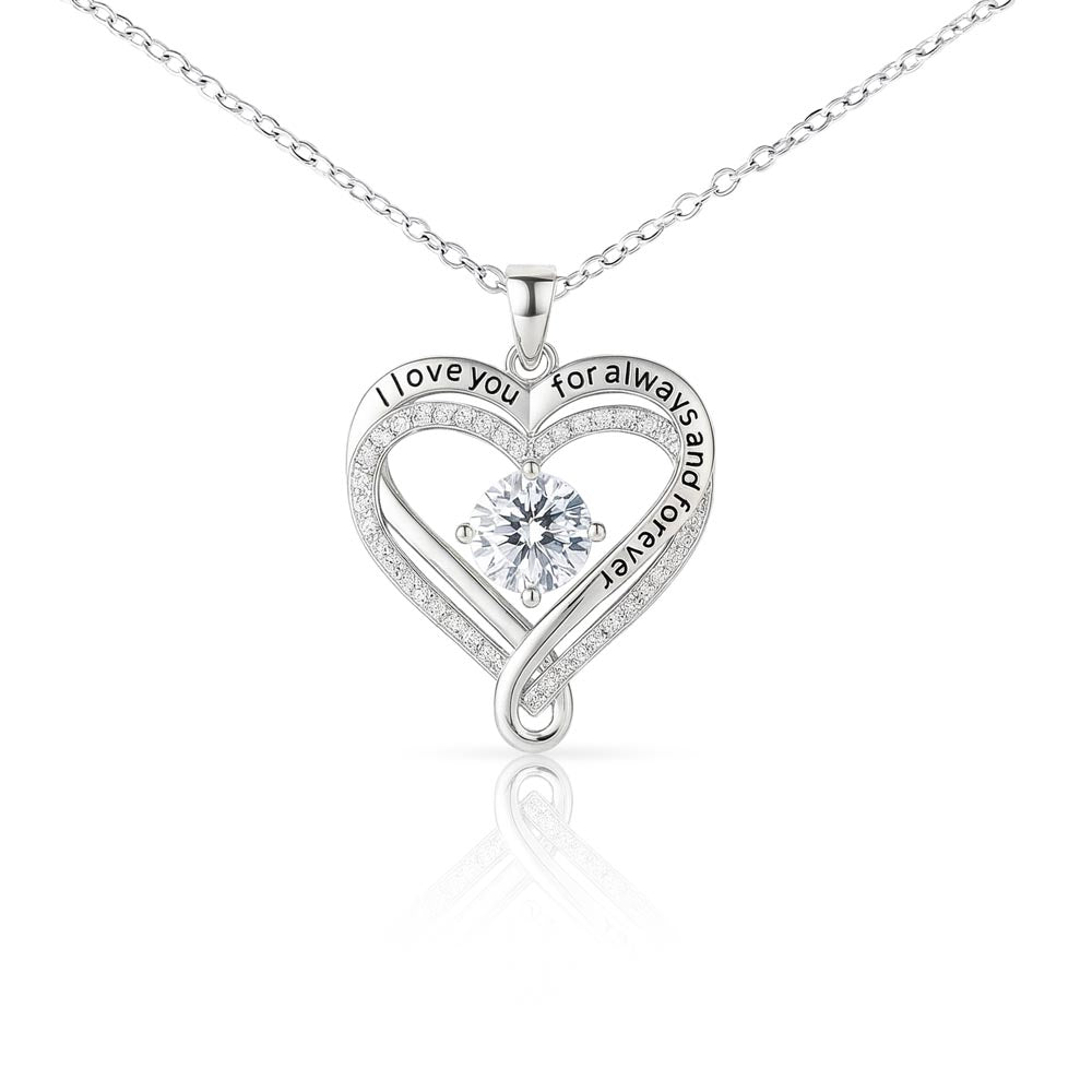 A Brilliant 7mm Cubic Zirconia "Love You Always" Necklace
