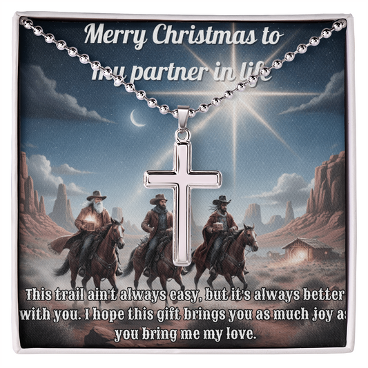 Artisan Cross Necklace For Him/Her Western-Style 3 Wise Men Christian Message Card