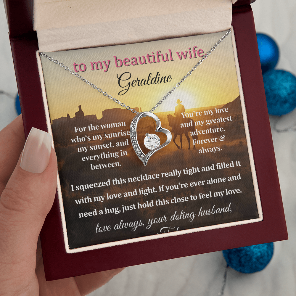 Personalized  Message Card For My Wife's Necklace Gift
