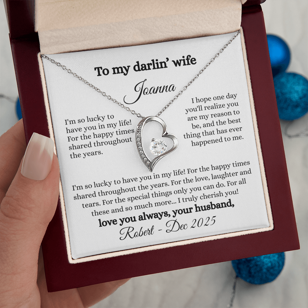 Beautiful Necklace Gift For My Wife With Sentimental Personalized Message Card