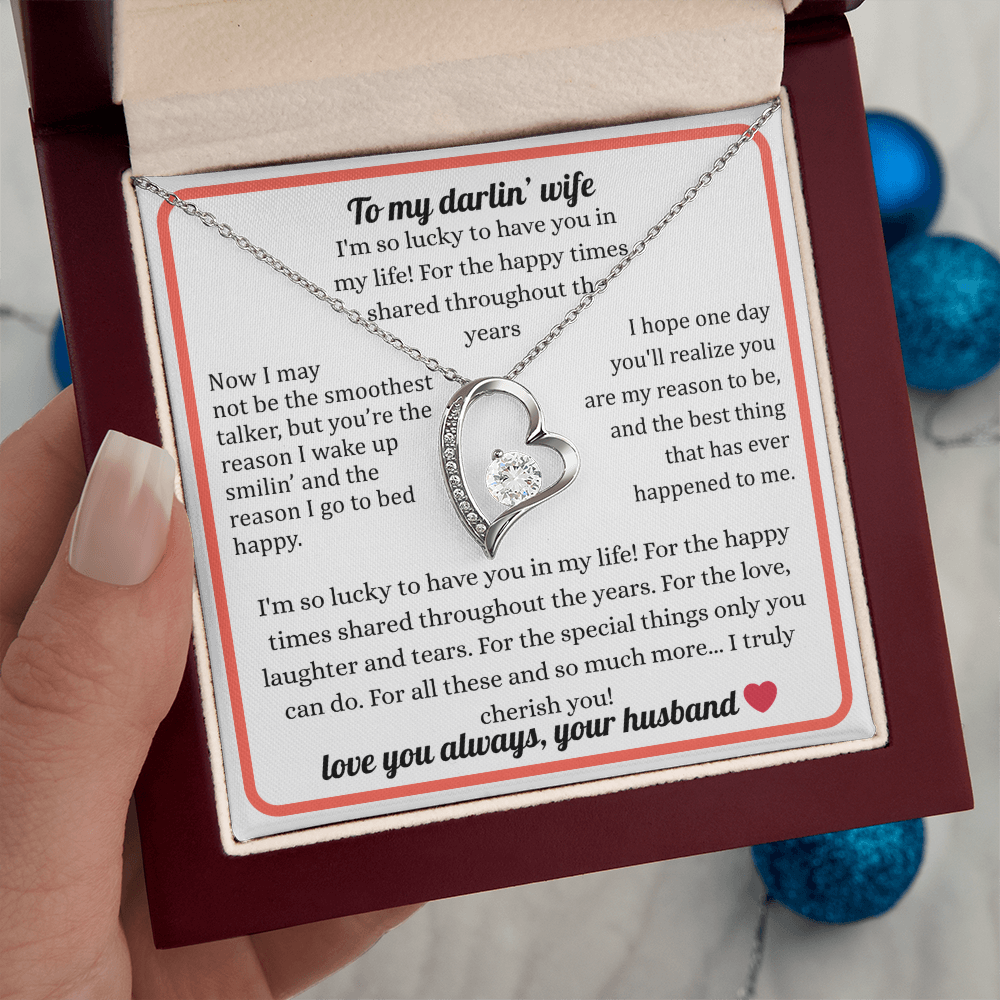 Beautiful Necklace Gift For My Wife With Sentimental Message Card