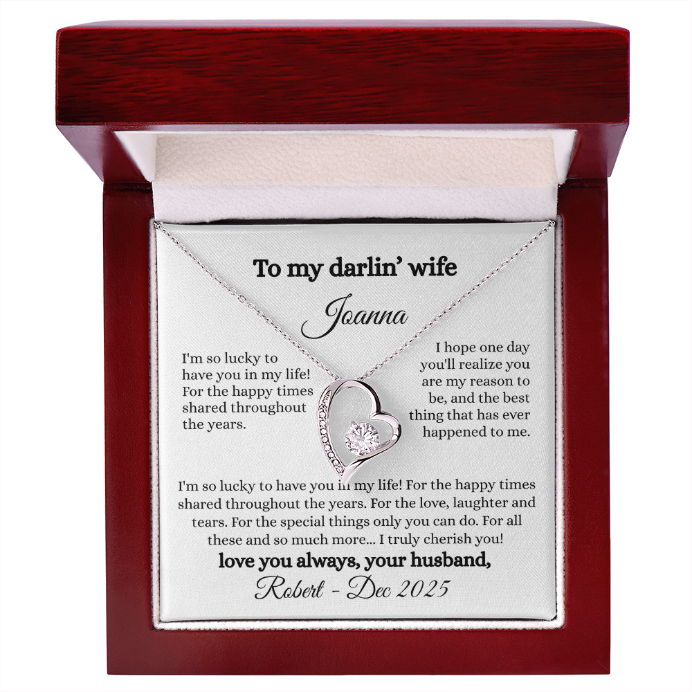 Beautiful Necklace Gift For My Wife With Sentimental Personalized Message Card