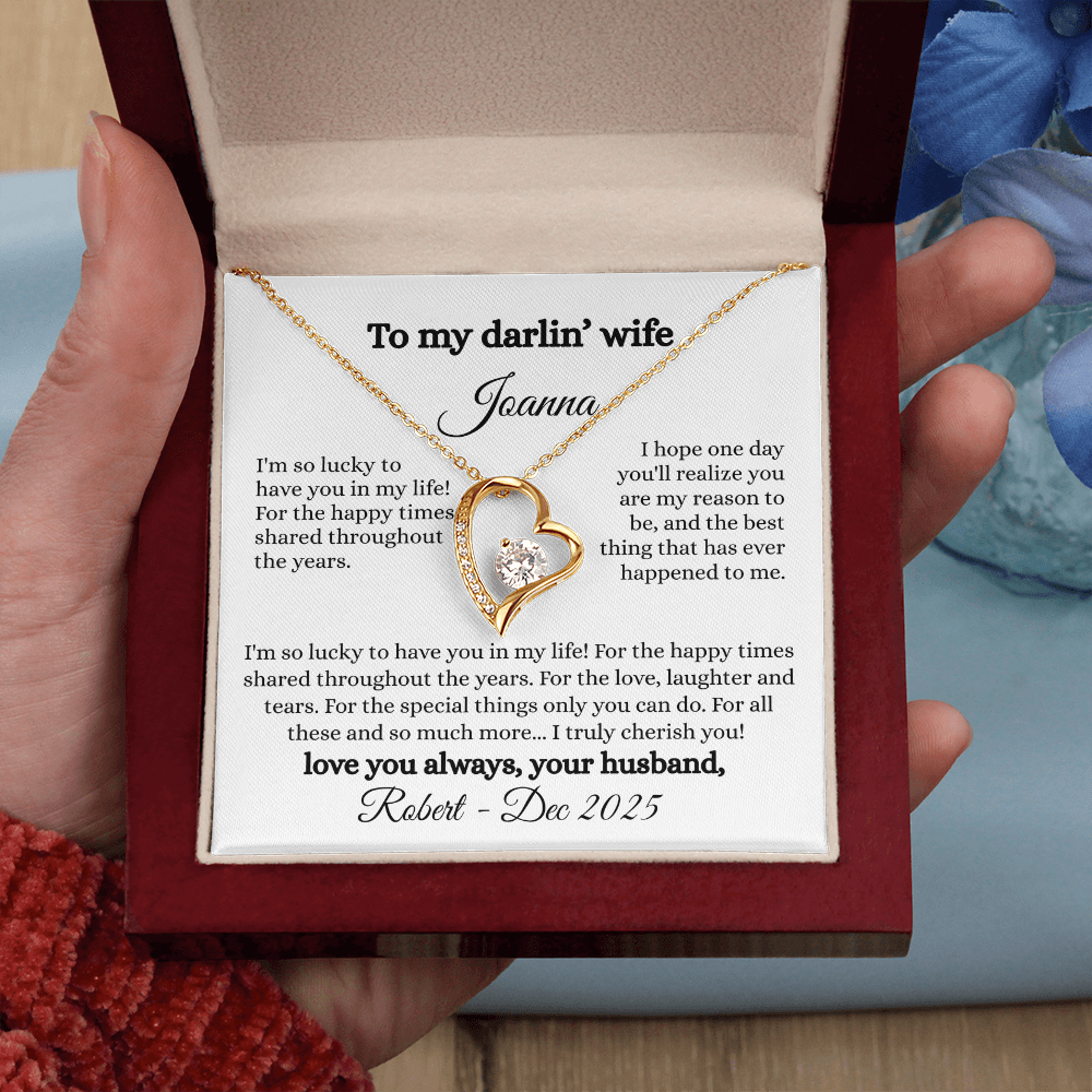 Beautiful Necklace Gift For My Wife With Sentimental Personalized Message Card