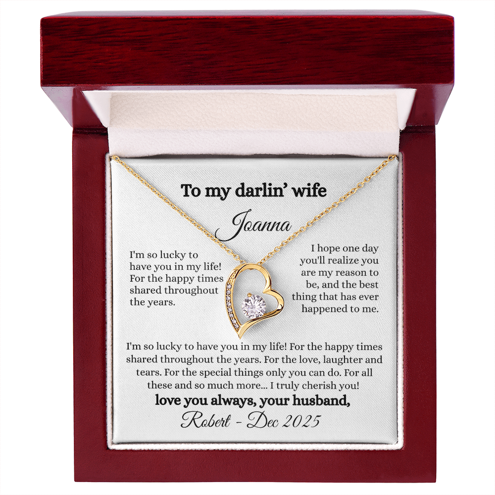 Beautiful Necklace Gift For My Wife With Sentimental Personalized Message Card