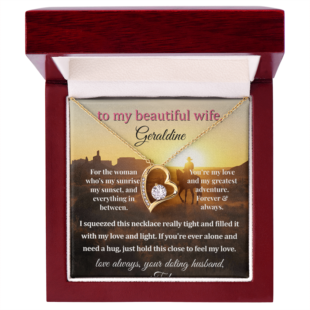 Personalized  Message Card For My Wife's Necklace Gift