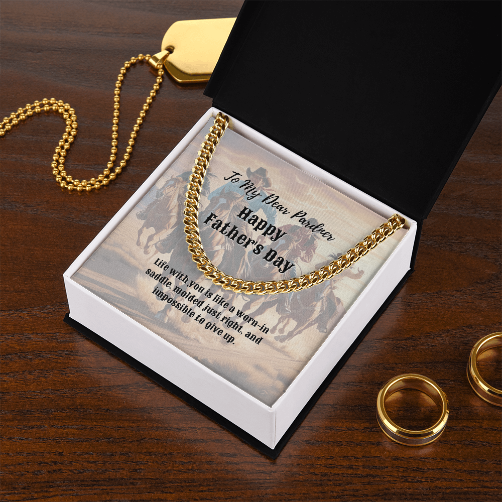 Father's Day Pardner Cuban Link Chain Jewelry - Message For The Cowboy
