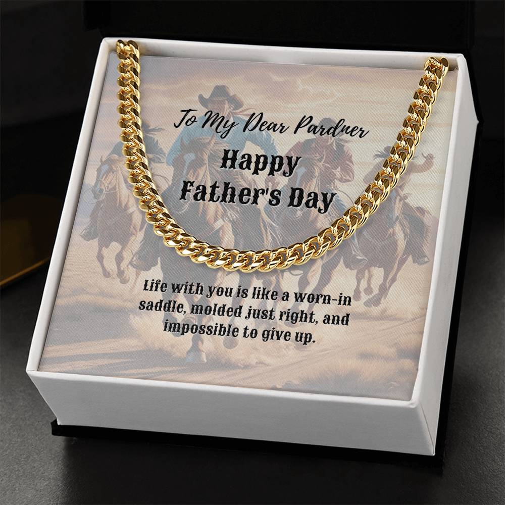 Father's Day Pardner Cuban Link Chain Jewelry - Message For The Cowboy