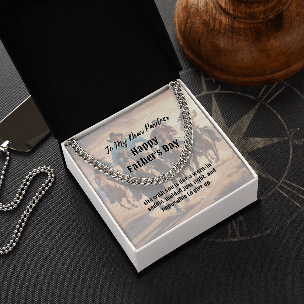 Father's Day Pardner Cuban Link Chain Jewelry - Message For The Cowboy