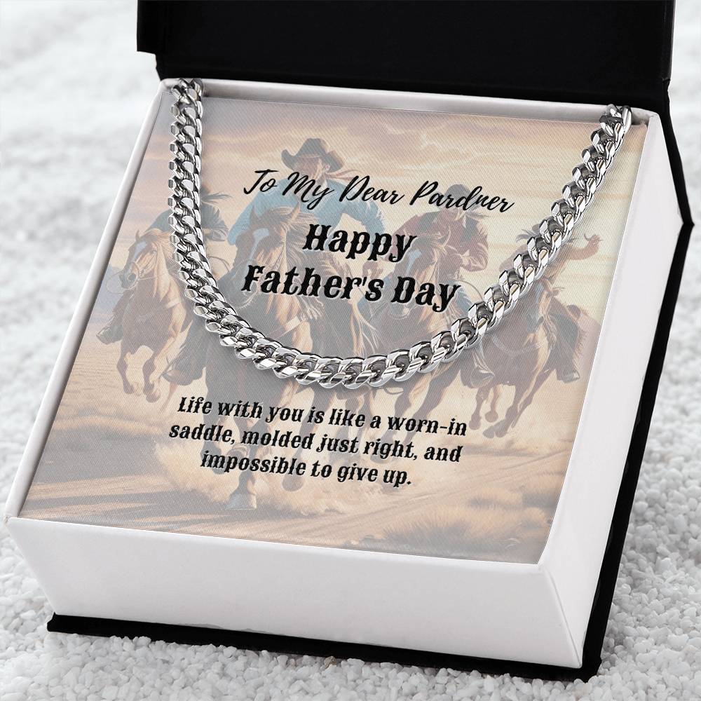 Father's Day Pardner Cuban Link Chain Jewelry - Message For The Cowboy
