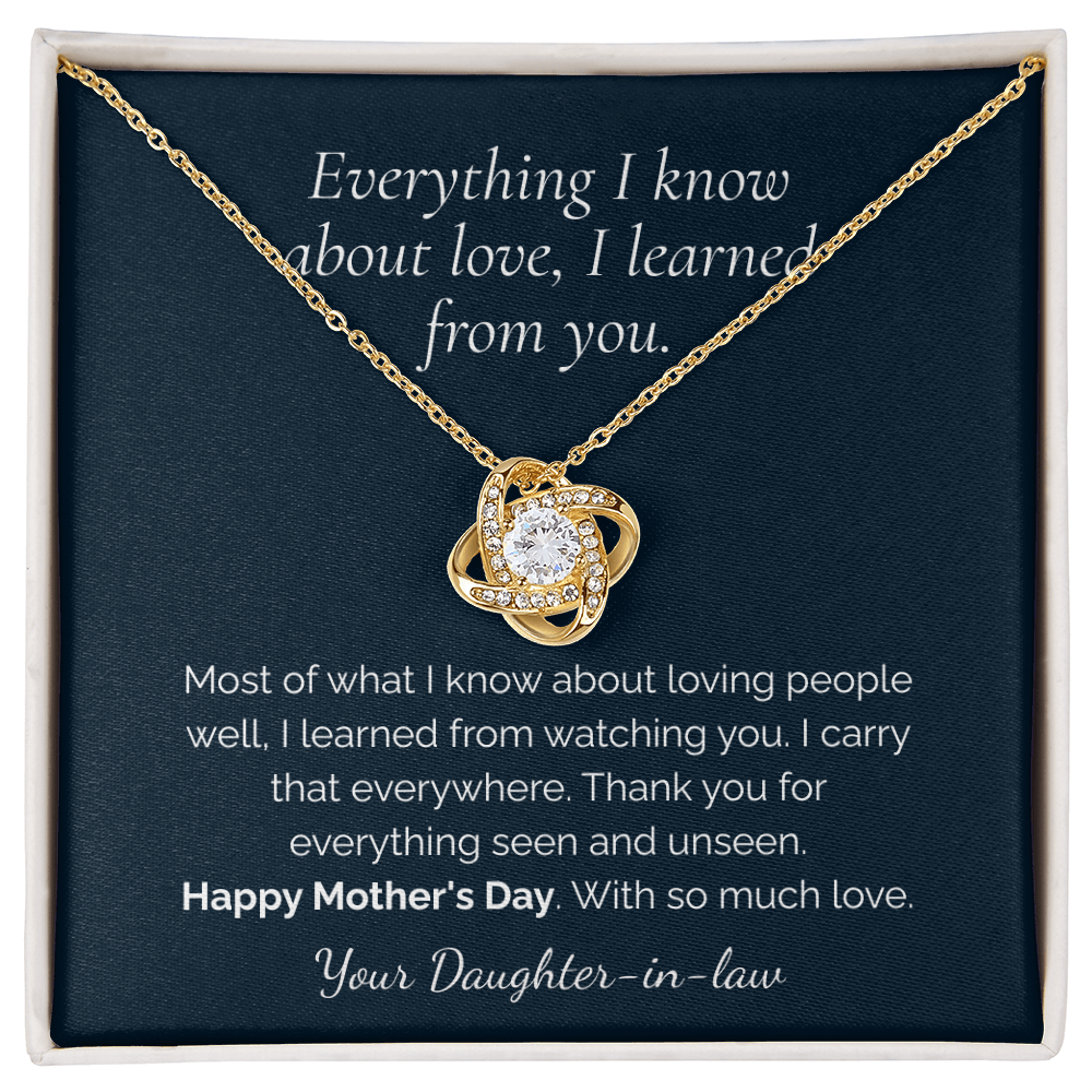 Personalized Happy Mother's Day Love Knot Necklace Because She Deserves It!
