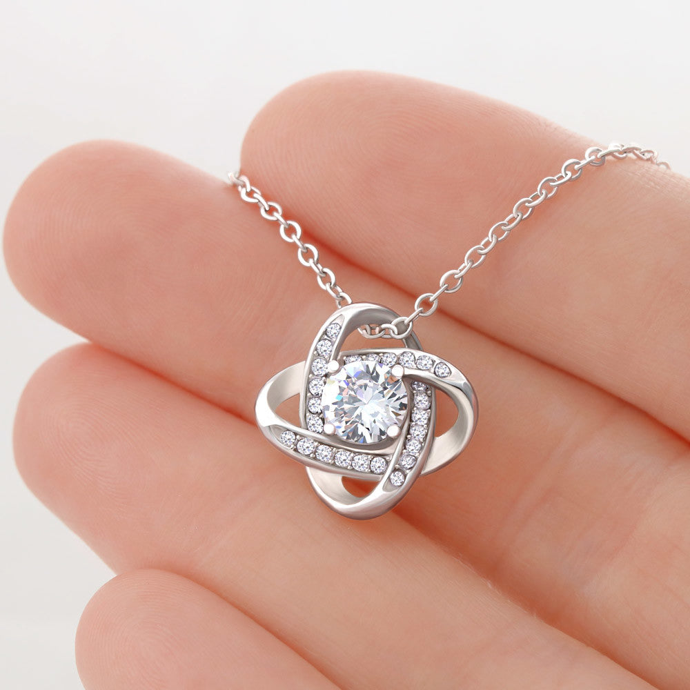 Personalized Happy Mother's Day Love Knot Necklace Because She Deserves It!