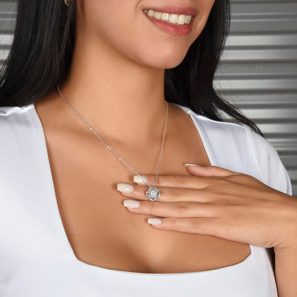 Personalized Happy Mother's Day Love Knot Necklace Because She Deserves It!