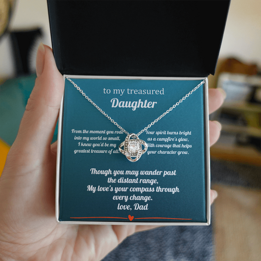 Gift For A Treasured Daughter - The Love Knot Necklace With Message Card