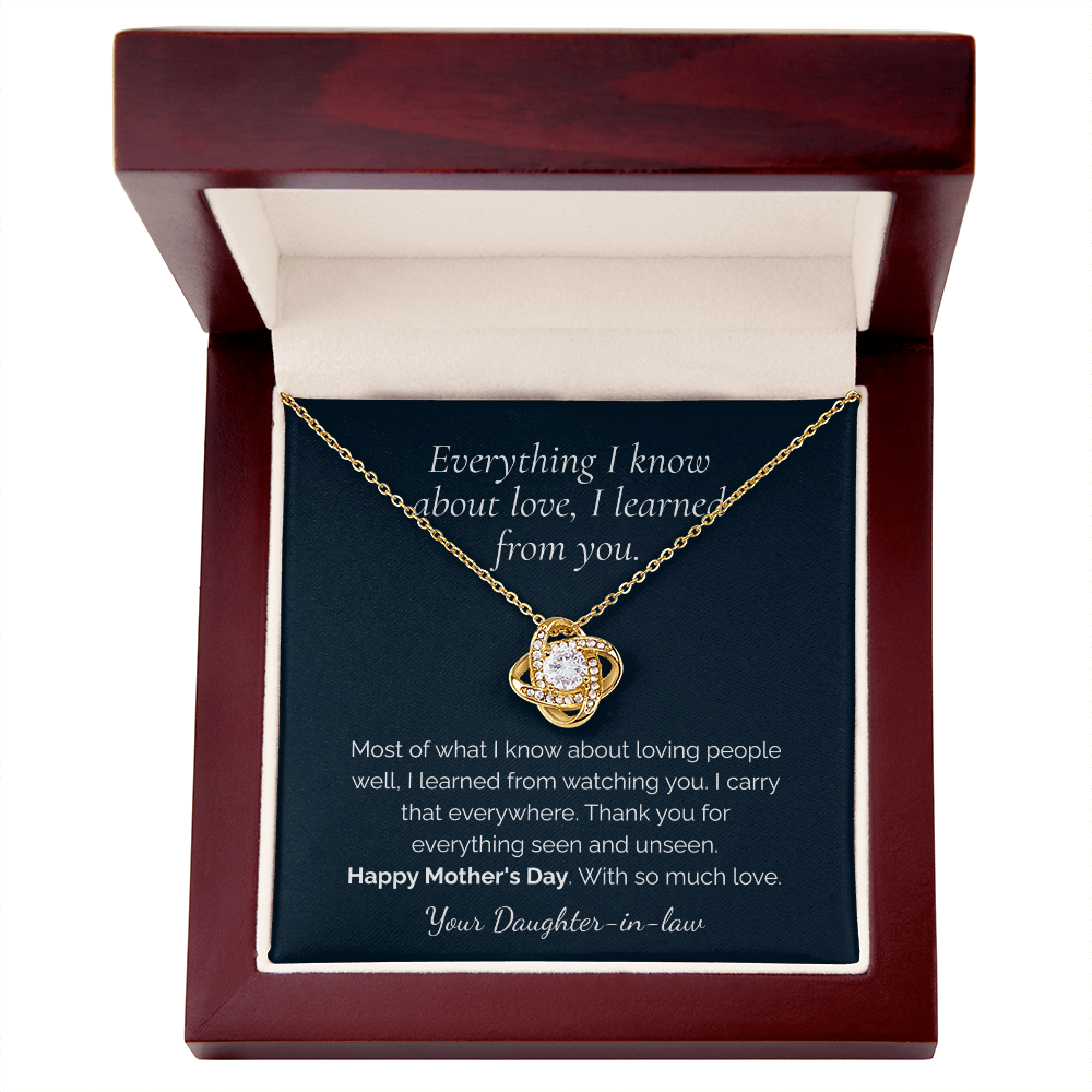 Personalized Happy Mother's Day Love Knot Necklace Because She Deserves It!