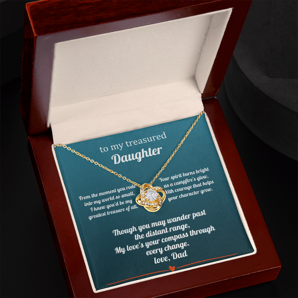 Gift For A Treasured Daughter - The Love Knot Necklace With Message Card
