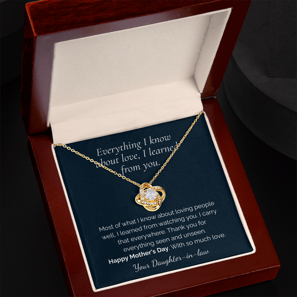 Personalized Happy Mother's Day Love Knot Necklace Because She Deserves It!