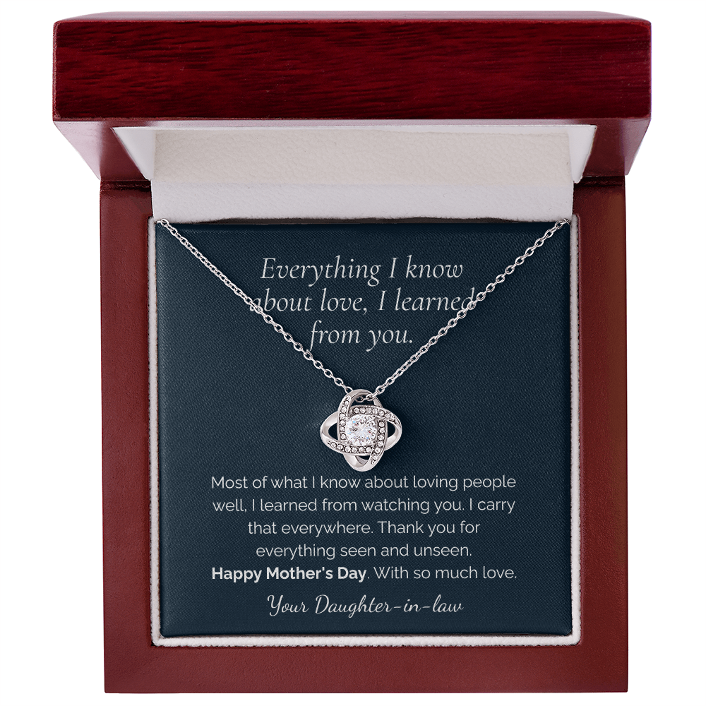Personalized Happy Mother's Day Love Knot Necklace Because She Deserves It!