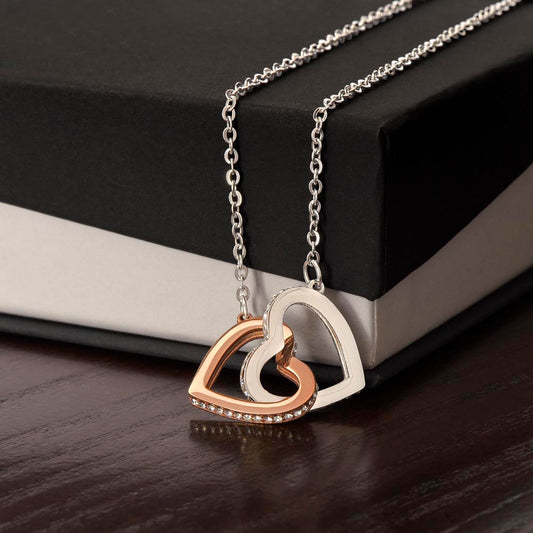 Interlocking Hearts Silver & Gold Finish Necklace Gift for The Lady In Your Life