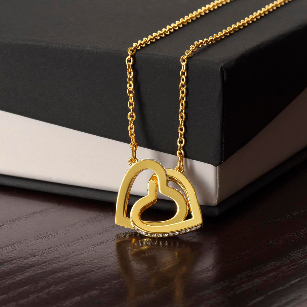 Interlocking Hearts Silver & Gold Finish Necklace Gift for The Lady In Your Life