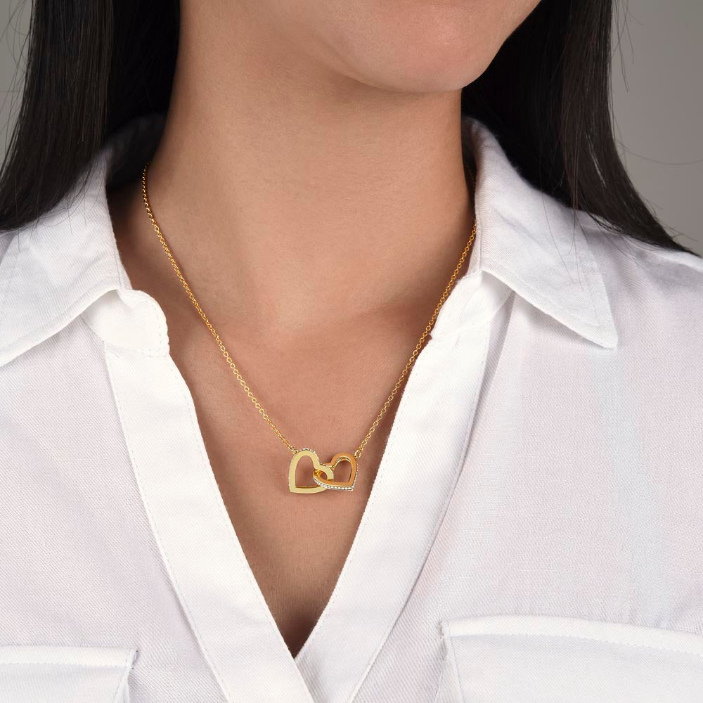 Interlocking Hearts Silver & Gold Finish Necklace Gift for The Lady In Your Life