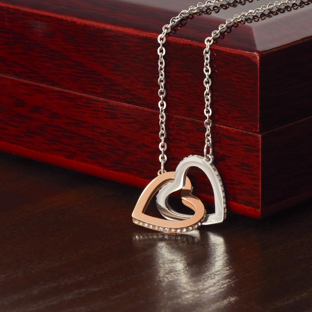 Interlocking Hearts Silver & Gold Finish Necklace Gift for The Lady In Your Life