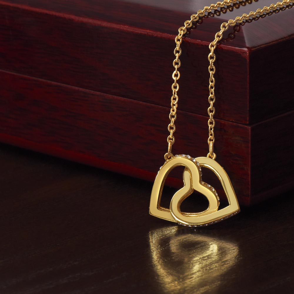 Interlocking Hearts Silver & Gold Finish Necklace Gift for The Lady In Your Life