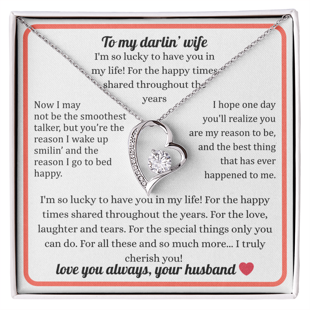 Beautiful Necklace Gift For My Wife With Sentimental Message Card