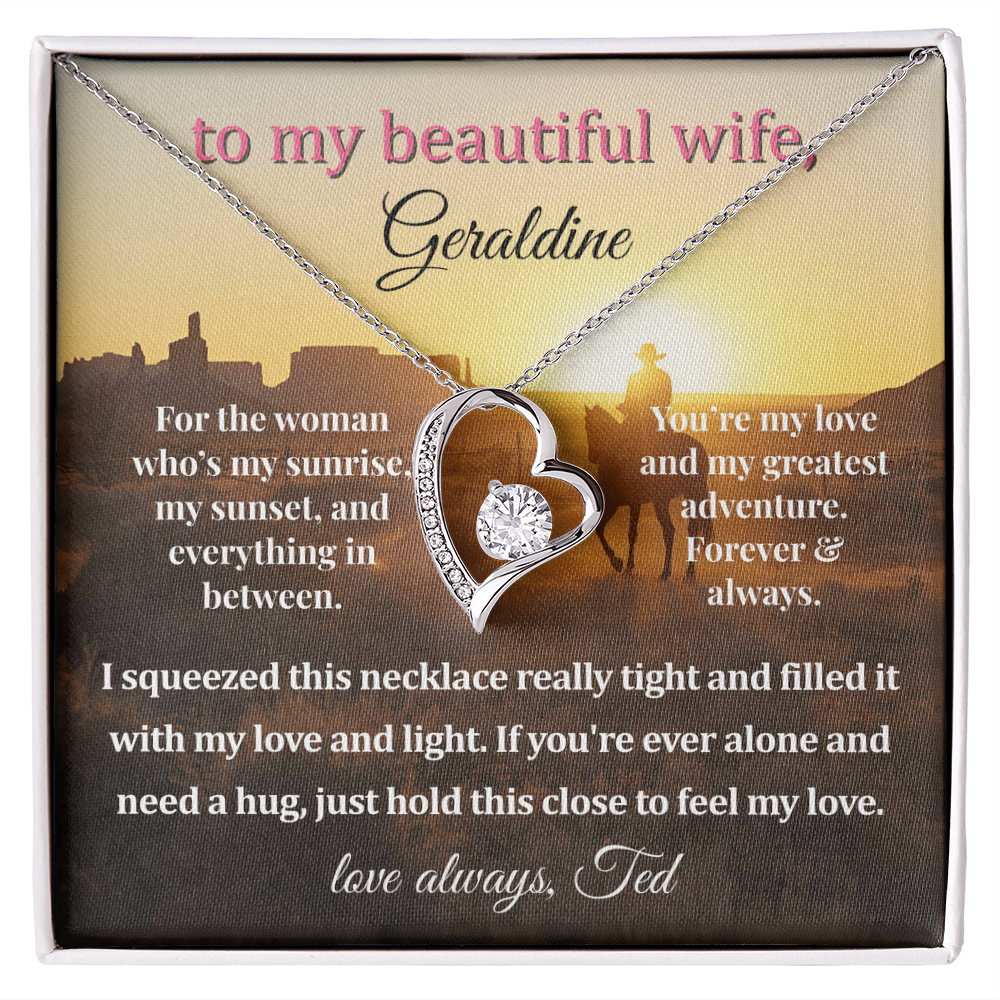 Personalized  Message Card For My Wife's Necklace Gift