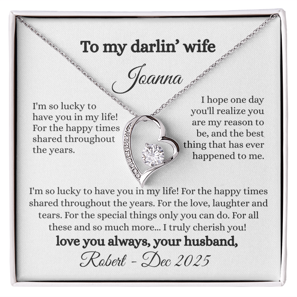 Beautiful Necklace Gift For My Wife With Sentimental Personalized Message Card