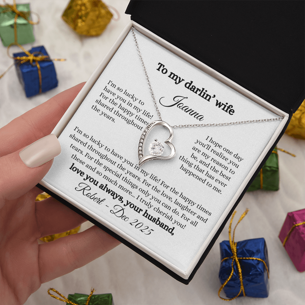 Beautiful Necklace Gift For My Wife With Sentimental Personalized Message Card