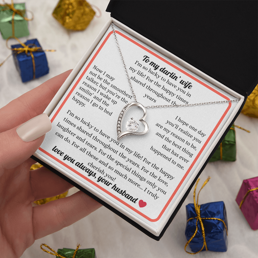 Beautiful Necklace Gift For My Wife With Sentimental Message Card