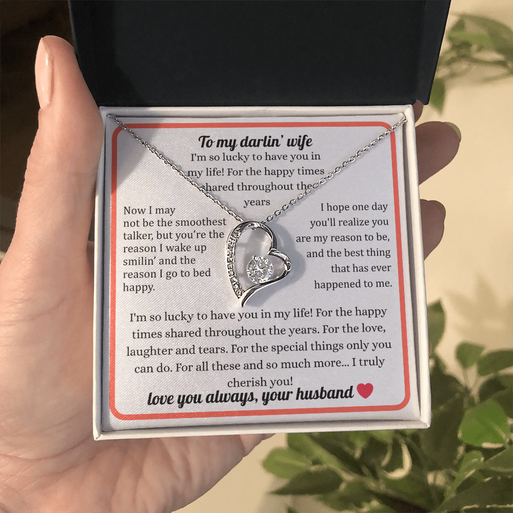 Beautiful Necklace Gift For My Wife With Sentimental Message Card