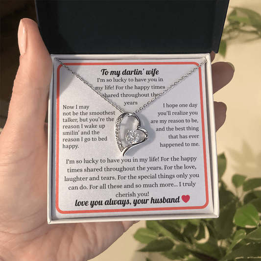 Beautiful Necklace Gift For My Wife With Sentimental Message Card