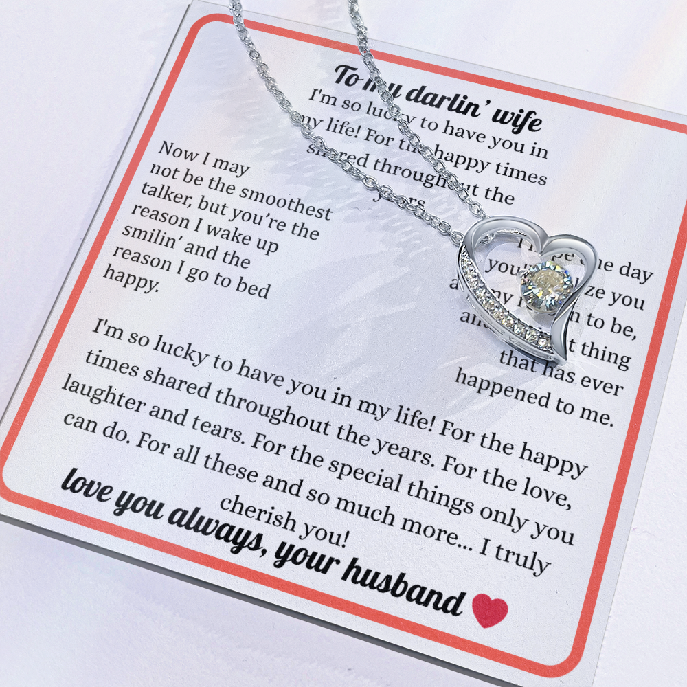 Beautiful Necklace Gift For My Wife With Sentimental Message Card