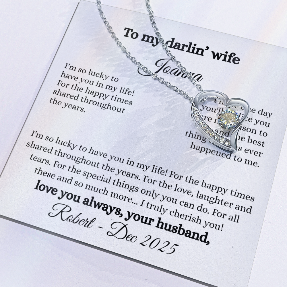 Beautiful Necklace Gift For My Wife With Sentimental Personalized Message Card