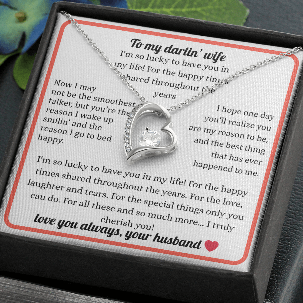 Beautiful Necklace Gift For My Wife With Sentimental Message Card