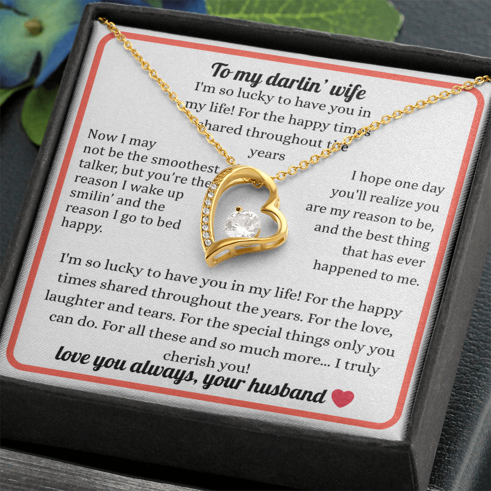 Beautiful Necklace Gift For My Wife With Sentimental Message Card