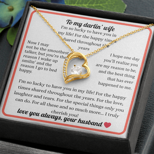 Beautiful Necklace Gift For My Wife With Sentimental Message Card