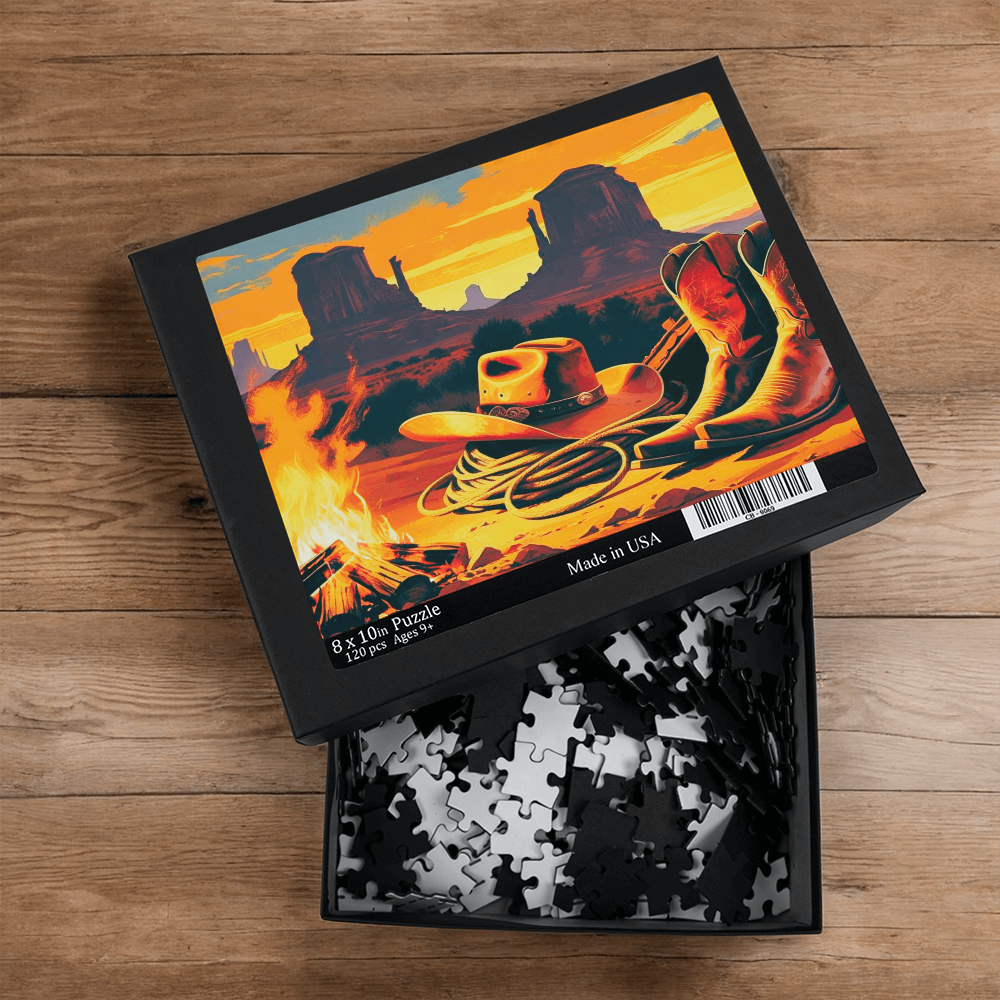 Western Scene Puzzle With Tin