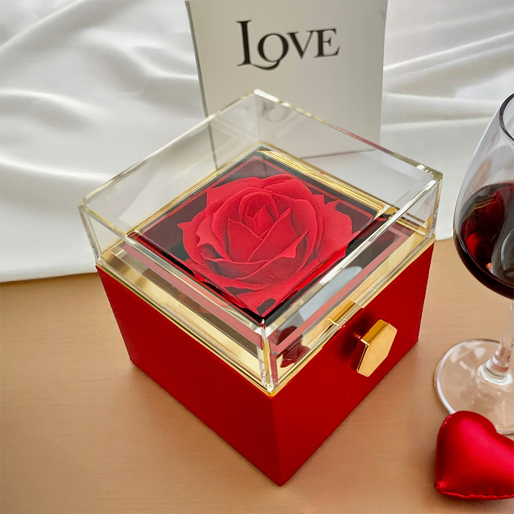 Sunset Vows - Love Knot with Rotating Rose Gift Box Just For Her