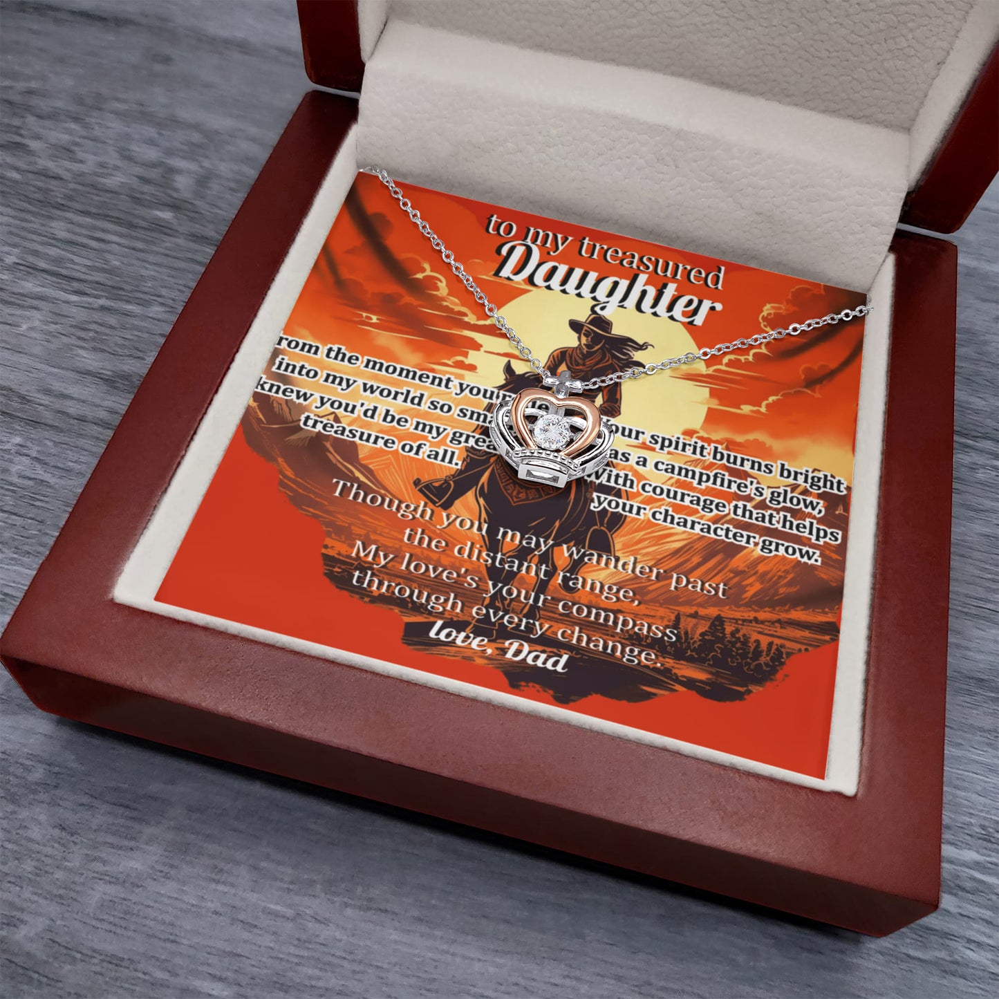 Gift For A Treasured Daughter - The Crown Pendant Necklace With Message Card