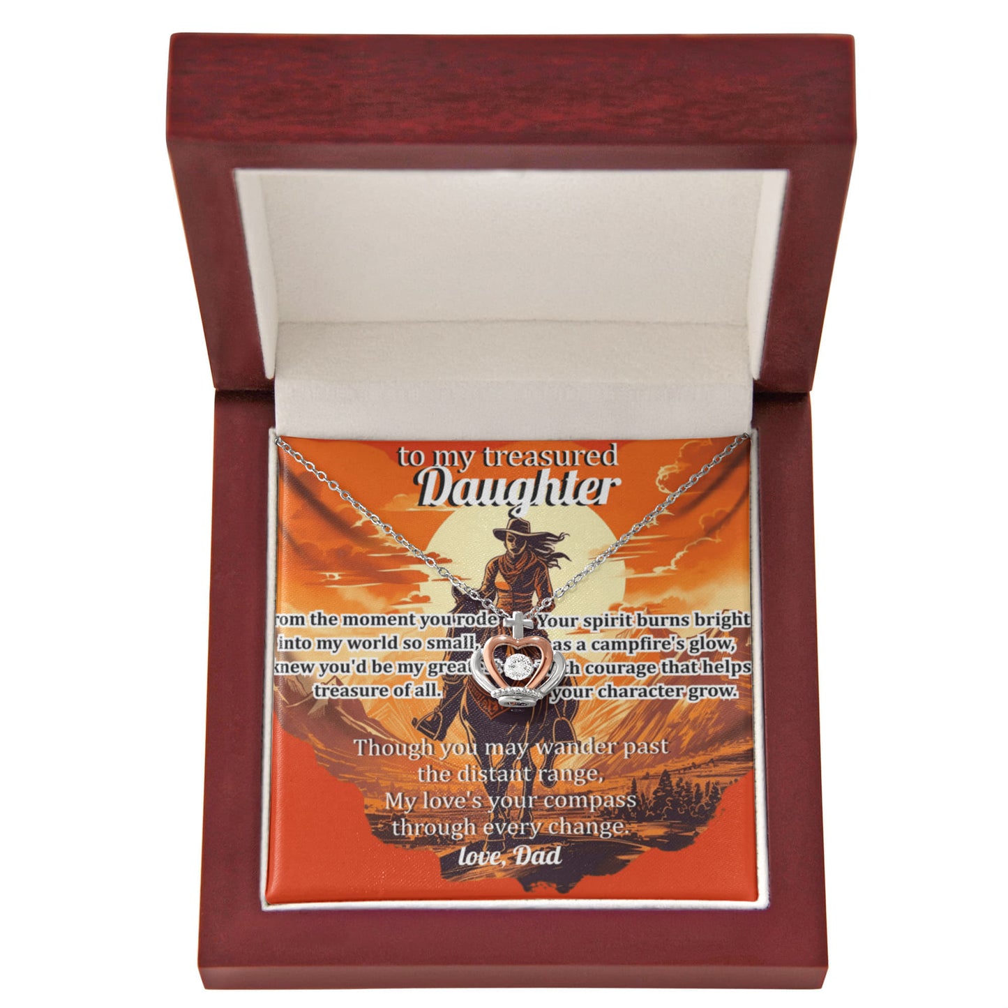 Gift For A Treasured Daughter - The Crown Pendant Necklace With Message Card