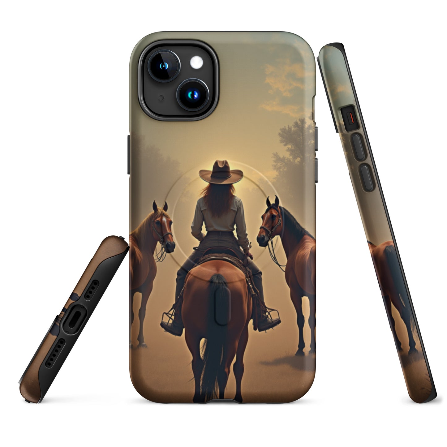 Western Cowgirl Horse Scene Cell Phone Case - MagSafe® tough case for iPhone®